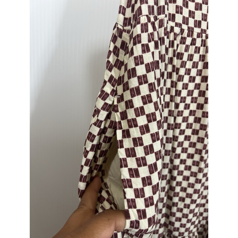 Abercrombie & Fitch Tiered Trapeze Midi Dress Size XS Checkered Pockets *FLAW* - Picture 4 of 14